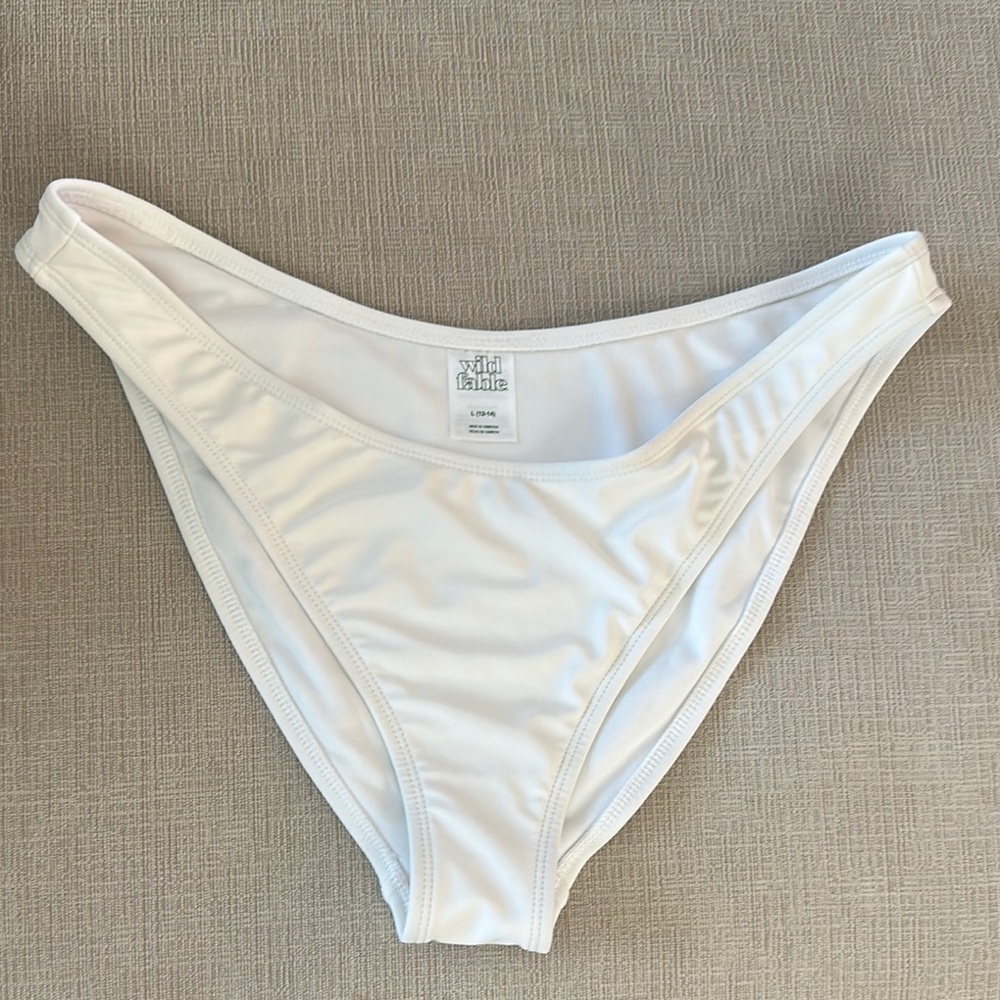Women's Wild Fable High Waisted White Bikini Bottom | size L
